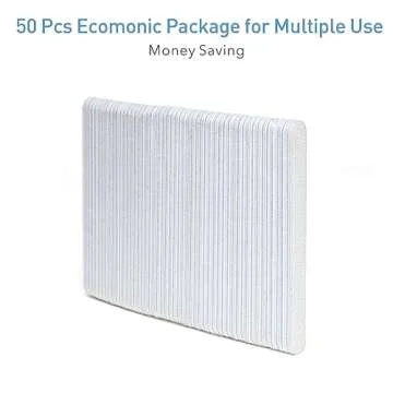 GazePlus Nail Files, 50 PCS Fingernail Files 7" Long 80/100 Grit Emery Boards for Nails - Professional Nail File Bulk Washable for Acrylic, Gel, Dip Powder, and Poly Gel Nails