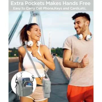 dabria Water Bottle Carrier Bag with Phone Pocket for Stanley 40/30 oz Tumbler Neoprene Water Bottle Holder Pouch with Adjustable Strap Bollus with Straw Cover & Carabiner for Stanley Cup Accessories