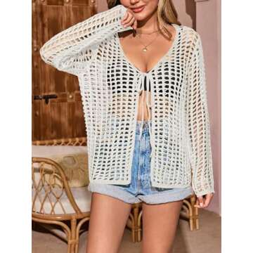 Tie Front Crochet Cover-Up for Stylish Summer Swimwear