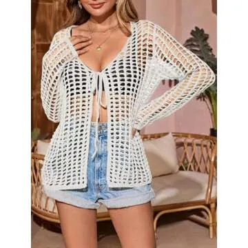 Tie Front Crochet Cover-Up for Stylish Summer Swimwear