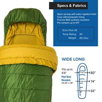 Comfortable Big Agnes Echo Park Sleeping Bag for Campers