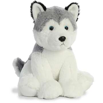 Aurora® Cuddly Husky Stuffed Animal - Cozy Comfort for All Ages - Gray 14 Inches