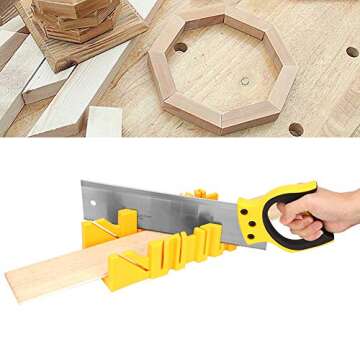 Mitre Saw,Plastic Mitre Box Set 12Inch Miter Saw Box Kit Saw Clamping Box Angle 90 Degrees 45 Degrees and 22.5 Degrees for Woodworking DIY Home Decoration Craftsmanship