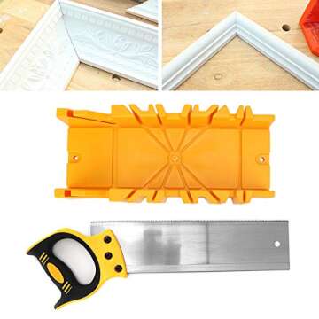 Mitre Saw,Plastic Mitre Box Set 12Inch Miter Saw Box Kit Saw Clamping Box Angle 90 Degrees 45 Degrees and 22.5 Degrees for Woodworking DIY Home Decoration Craftsmanship