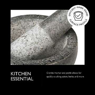 Cole & Mason 5.5-inch Granite Mortar & Pestle - Unpolished Stone Mortar & Pestle for Kitchen - Large Grinding Bowl for Herbs & Spices - 5.5"