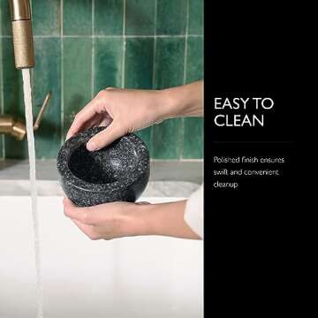 Cole & Mason 5.5-inch Granite Mortar & Pestle - Unpolished Stone Mortar & Pestle for Kitchen - Large Grinding Bowl for Herbs & Spices - 5.5"