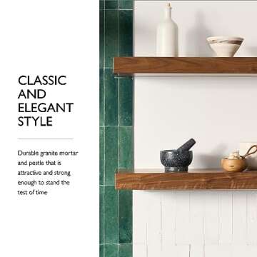 Cole & Mason 5.5-inch Granite Mortar & Pestle - Unpolished Stone Mortar & Pestle for Kitchen - Large Grinding Bowl for Herbs & Spices - 5.5"