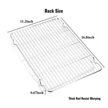 Wildone Baking Sheet & Rack Set [2 Sheets + 2 Racks], Stainless Steel Cookie Pan with Cooling Rack, Size 17.3 x 12.2 x 1 Inch, Non Toxic & Heavy Duty & Easy Clean