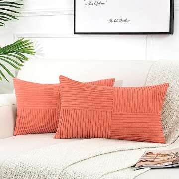 Fancy Homi Coral Lumbar Decorative Throw Pillow Covers 12x20 Inch for Living Room Couch, Rustic Farm...