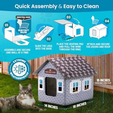 PETYELLA Weatherproof Heated Cat House for Outdoor Cats in Winter - Easy to Assemble Outdoor Heated ...