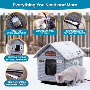 Heated Outdoor Cat House for Winter - PETYELLA