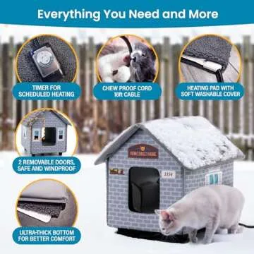 Heated Outdoor Cat House for Winter - PETYELLA