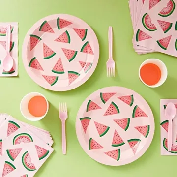 BLUE PANDA Watermelon Paper Plates for Summer Parties