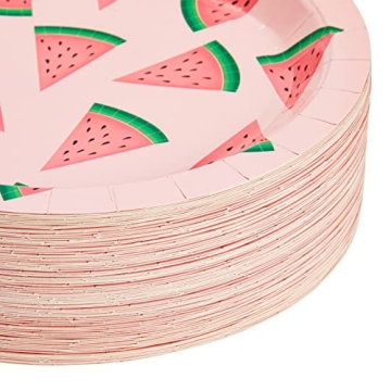 BLUE PANDA Watermelon Paper Plates for Summer Parties