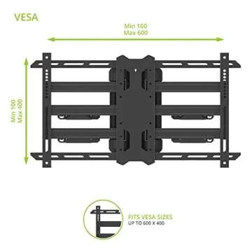 Kanto PDC650 Full Motion Corner TV Mount for 37-inch to 70-inch TVs | Supports up to 125 lbs | Swivel 40° | Tilt +15°/-3° | Black