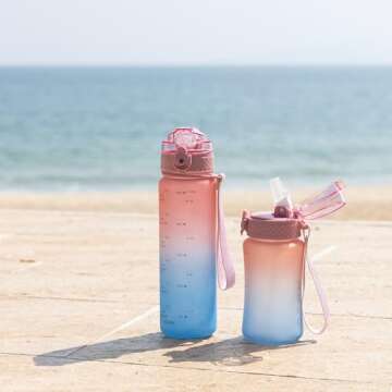 OLDLEY Kids Water Bottle for School, 12 oz (2 lids) BPA-Free Reusable Leak-proof Durable Tritan Plas...