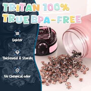 OLDLEY Kids Water Bottle for School, 12 oz (2 lids) BPA-Free Reusable Leak-proof Durable Tritan Plastic Bottles with Straw & Chug Lids, Anti-dust Spout Cover (Pink Blue)