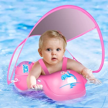 LAYCOL Baby Swimming Float with UPF50+ Sun Canopy for Pool Safety-Add Tail No Flip Overbaby Pool for...