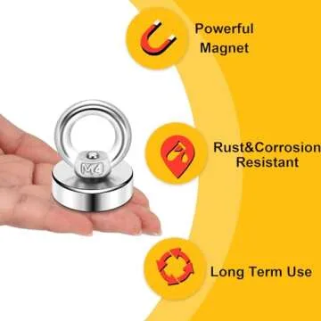 DIYMAG Magnetic Hooks, 40 Lbs Heavy Duty Rare Earth Neodymium Magnet Hooks with Countersunk Hole Eyebolt for Home, Kitchen, Workplace, Office and Garage, Pack of 6