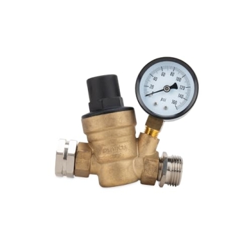 Camco Adjustable RV/Marine Brass Water Pressure Regulator | Help Stop Damage to RV/Marine Appliances...