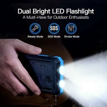 Portable Charger, Solar Charger, 38800mAh Solar Power Bank with 2.4A USB-A Output Ports Compatible with iPhone, Samsung Galaxy, and More, Dual Emergency LED Flashlight Perfect for Hiking, Camping