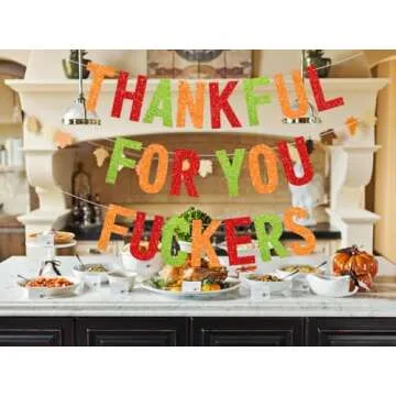 Thankful for You Glittery Banner for Thanksgiving Celebrations