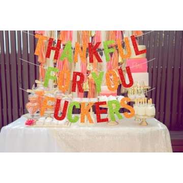 Thankful for You Glittery Banner for Thanksgiving Celebrations