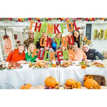 Thankful for You Glittery Banner for Thanksgiving Celebrations