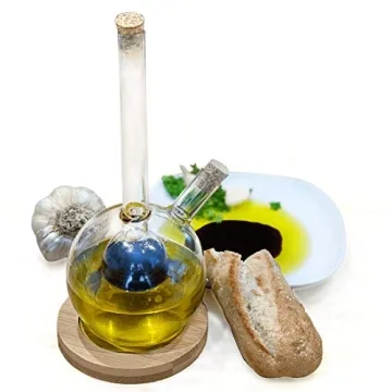 Elegant Glass Olive Oil Vinegar Dispenser with Bamboo Coaster