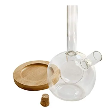 Elegant Glass Olive Oil Vinegar Dispenser with Bamboo Coaster