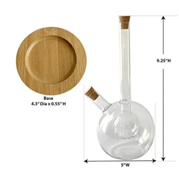 Elegant Glass Olive Oil Vinegar Dispenser with Bamboo Coaster