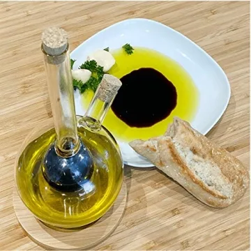 Elegant Glass Olive Oil Vinegar Dispenser with Bamboo Coaster