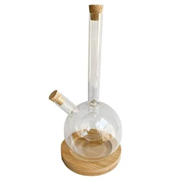 Elegant Glass Olive Oil Vinegar Dispenser with Bamboo Coaster