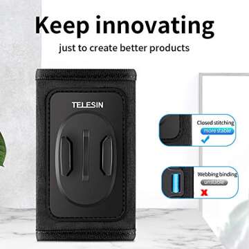 TELESIN Backpack Mount Clip Bag Belt Shoulder Strap Holder for GoPro Max Go Pro Hero 12 11 10 9 8 7 ...