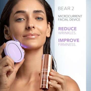 FOREO Total Facelift Bundle - BEAR 2 Advanced Microcurrent Facial Device + SUPERCHARGED SERUM 2.0 1 oz + SUPERCHARGED HA+PGA Triple Action Intense Moisturizer 0.5 oz - Anti Aging - Skin Care Tools
