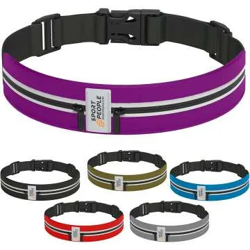 Slim Running Belt with Reflective Pockets for Phones