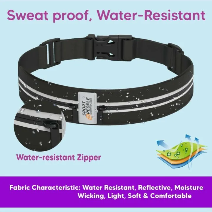 Slim Running Belt with Reflective Pockets for Phones