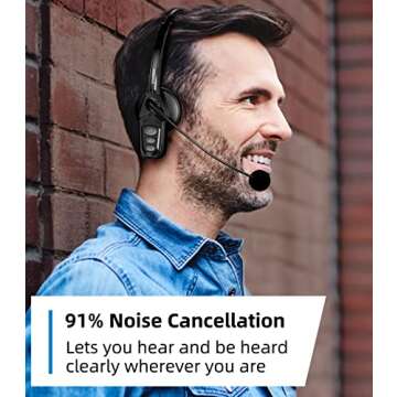 Conambo Bluetooth Headset V5.0 with Noise Cancellation and Comfort