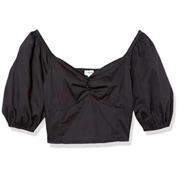 The Drop Women's Annie Sweetheart Neckline Puff-Sleeve Smocked Back Top