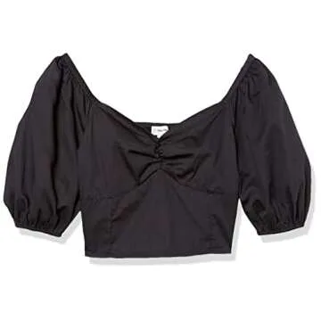 The Drop Women's Annie Sweetheart Neckline Puff-Sleeve Smocked Back Top