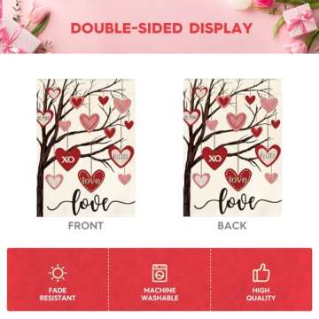AVOIN colorlife Valentines Day Garden Flag 12x18 Inch Double Sided Outside, Love Heart Tree Rustic Anniversary Wedding Yard Outdoor Flag