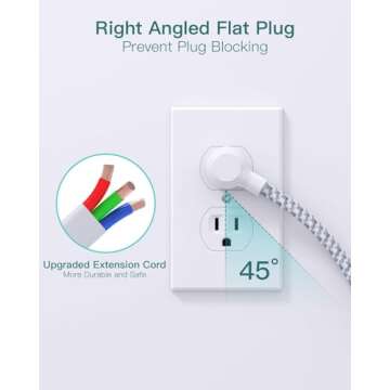 Addtam Power Strip Surge Protector 6 Outlets and 4 USB Ports(2 USB-C Ports) 5Ft Long Extension Cord, Flat Plug Overload Surge Protection Outlet Strip, Wall Mount for Home, Office and Dorm