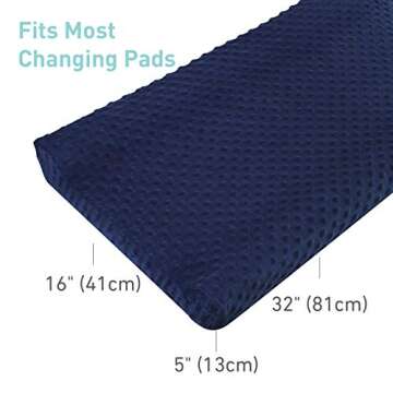 Babebay Changing Pad Cover - Ultra Soft Minky Dots Plush Changing Table Covers Breathable Changing Table Sheets Wipeable Changing Pad Covers Suit for Baby Boys and Girls (Lt Grey & Navy Blue)