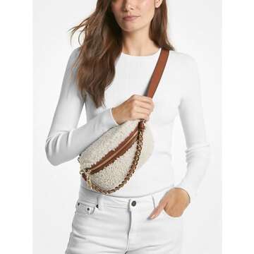 Michael Kors Slater XS Sling Pack Messenger (Natural Luggage Sherpa)