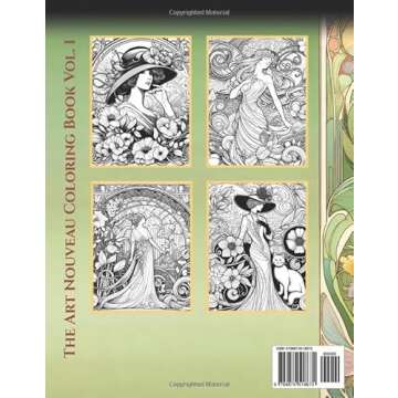 The Art Nouveau Coloring Book: Hats, Cats, & Vintage Romance Volume 1 (A Stress Relief, Relaxation, ...