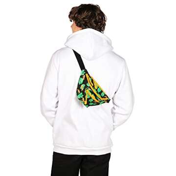 Tipsy Elves King of Tigers Fanny Pack w/Drink Holder - Retro Secret Hidden Pocket Belt Bag - Small Travel Bag Flexible Secure Attached Beverage Holster