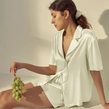 Silk Satin Pajamas Set for Women - Stylish Comfort in Ivory