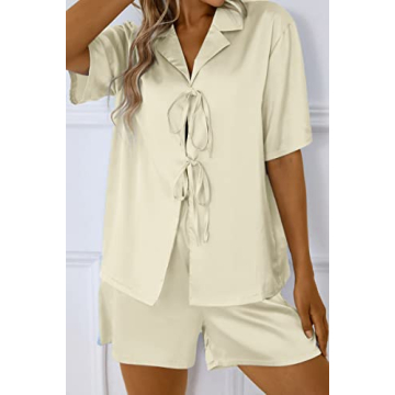 Silk Satin Pajamas Set for Women - Stylish Comfort in Ivory