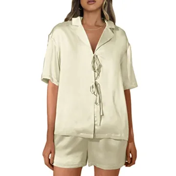 Silk Satin Pajamas Set for Women - Stylish Comfort in Ivory