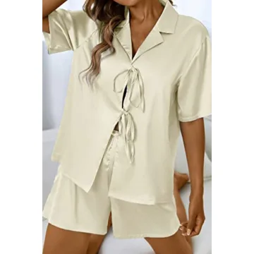 Silk Satin Pajamas Set for Women - Stylish Comfort in Ivory